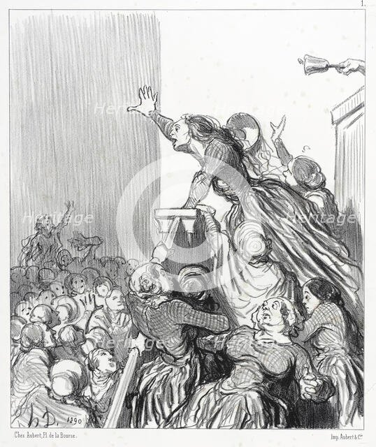 Citoyennes on fait courir le bruit que le divorce est sur le point de nous être refusé..., 1848. Creator: Honore Daumier.