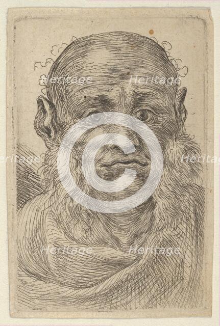 Mask of a Bald Man with Tufty Sideburns, from Divers Masques, ca. 1635-45. Creator: Francois Chauveau.