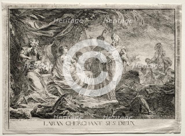 Laban cherchant ses dieux. Creator: Augustin de Saint-Aubin (French, 1736-1807).
