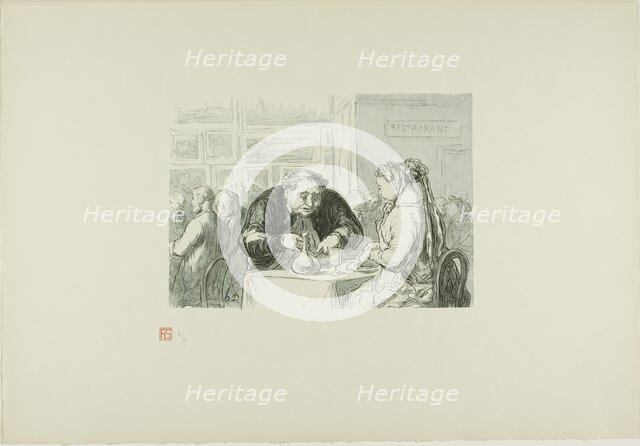 The Restaurant of the Great Art Exhibition: A symbiotic love for the arts and the..., printed 1920. Creator: Etienne Carjat.