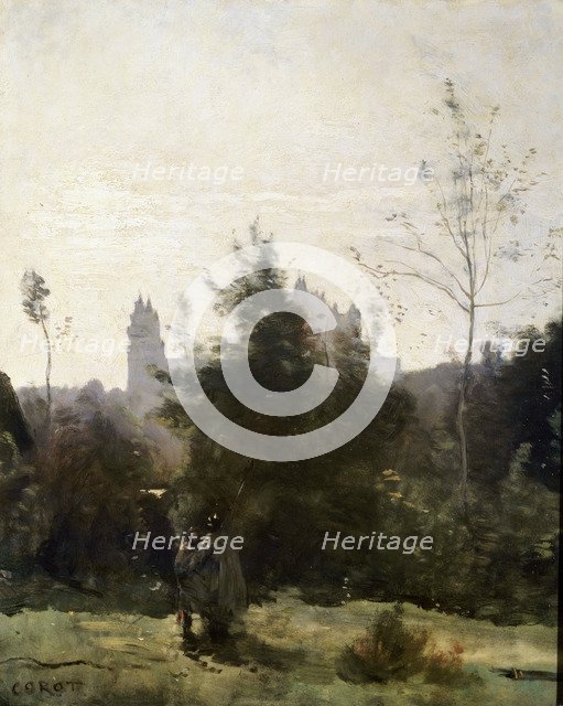 'Château de Pierrefonds', 1860s.  Artist: Jean-Baptiste-Camille Corot    