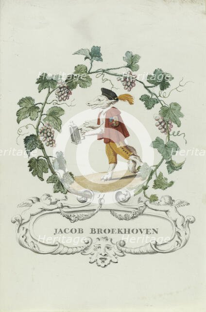 Cartoon of Jacob Broekhoven, 1710-1720. Creator: Anon.
