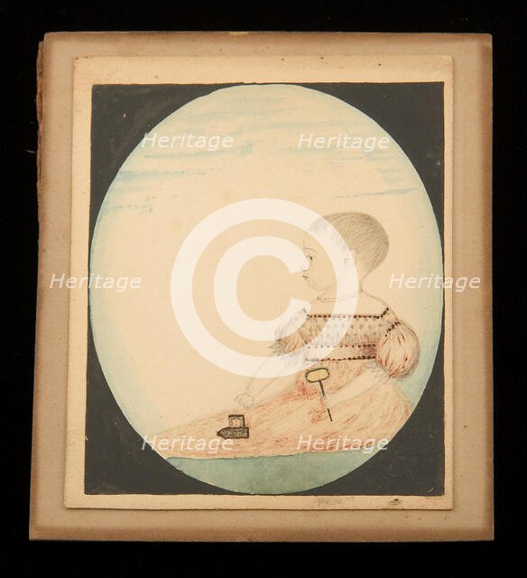 Baby in Pink with an Iron, n.d. Creator: Unknown.