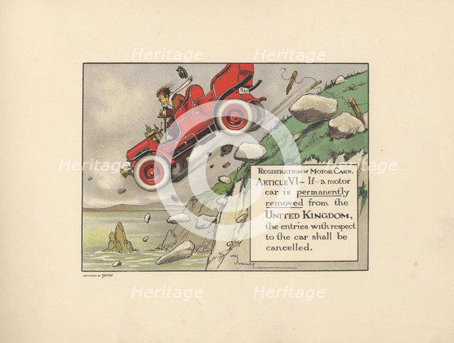 Motoritis,  or other interpretations of the Motor Act. Article VI: Registration of Motor Cars, 1906. Artist: Unknown