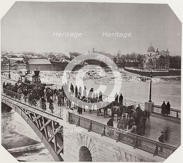 First locomotive on the Oryol (Orel) Railway, Vitebsk, Russia, 1867. Artist: Sigismund Yurkovsky