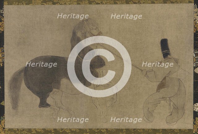 Horse and Attendant, Momoyama period, 1568-1615. Creator: Unknown.