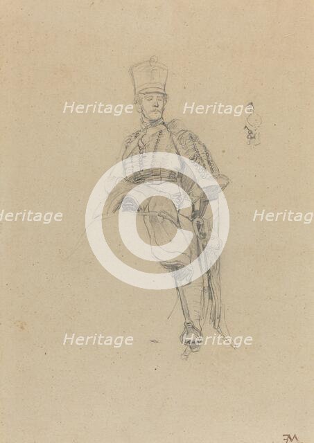 A French Hussar, c. 1865. Creator: Jean Louis Ernest Meissonier.