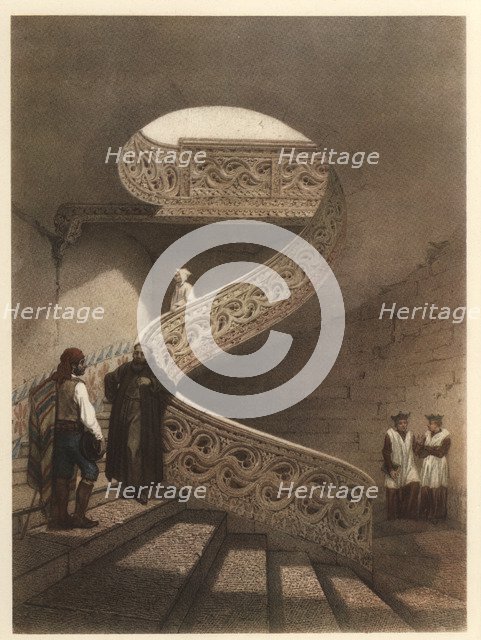 Staircase of the cloister of the Cathedral of Pamplona.