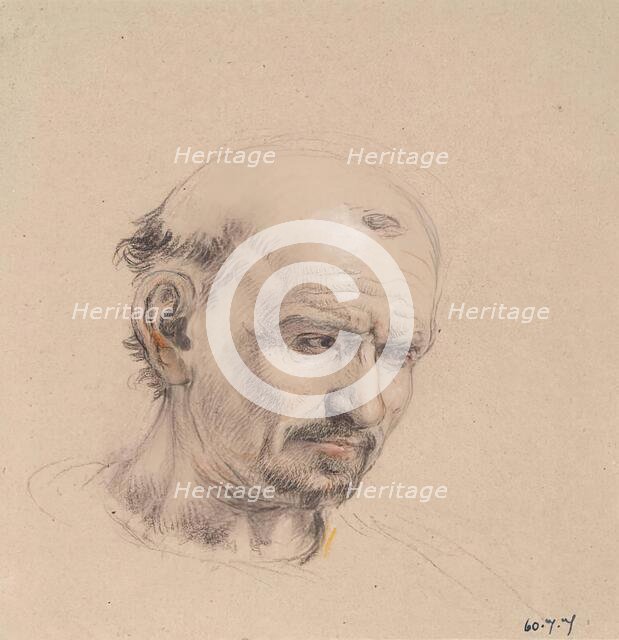 Head of a Bald Man - Study for Lord Patrick Lindsay of the Byres and Lord William Ruthven..., c1824. Creator: William Allan.