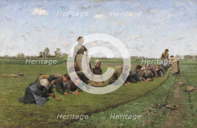 Flaxweeding in Flanders, 1887. Creator: Emile Claus.