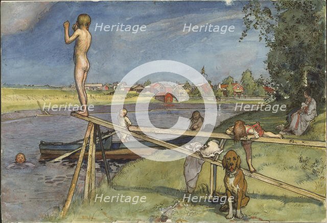 A Pleasant Bathing-Place. From A Home (26 watercolours), c19th century. Creator: Carl Larsson.