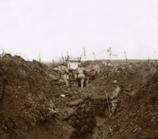 Soldiers in the trenches, Massiges, northern France, c1914-c1918. Artist: Unknown.