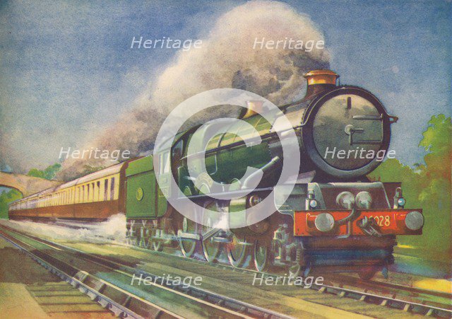 Cheltenham Flyer, G.W.R., picking up water at Goring', 1940. Artist: Unknown.