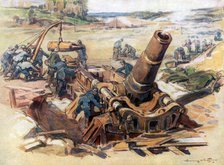 '370 Mortar in Action', 1918, (1926). Artist: Henry Cheffer