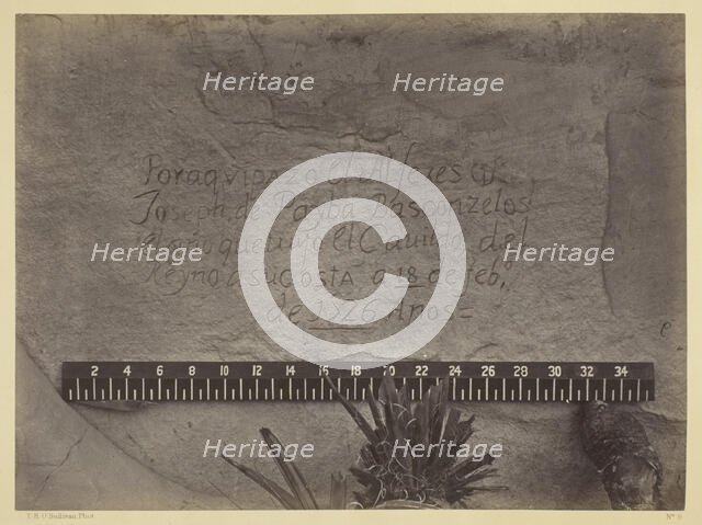 Historic Spanish Record of the Conquest, South Side of Inscription Rock, N.M.- No. 3., 1873. Creator: Tim O'Sullivan.