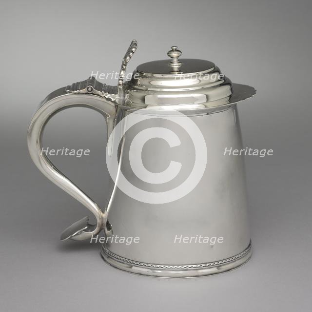 Tankard, c. 1710. Creator: Samuel Vernon (American, 1683-1737).