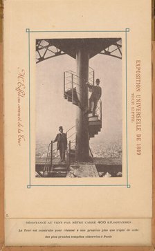 Gustave Eiffel and another man on top of the Eiffel Tower, 1889. Creator: Neurdein, Etienne (1832-1918).