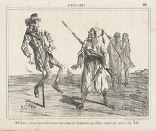Mr. Cobden n'ayant pas entièrement reussi dans ses démarches pacifiques auprès des pirates..., 1856. Creator: Cham.