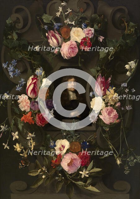 Portrait of a Man in a Guirland, c1850-1880. Creator: Gonzalès Cockes.