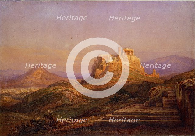 View of the Acropolis from the Pnyx, 1863. Artist: Müller, Rudolf (1802-1885)