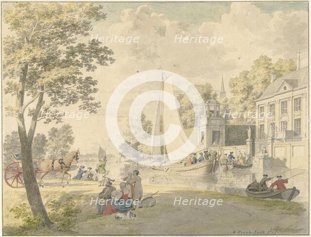 Summer scene with pleasure boats in the countryside, 1748. Creator: Cornelis Pronk.