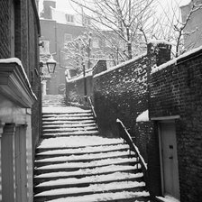 Snow-covered steps, Hampstead, London, 1960-1965. Artist: John Gay