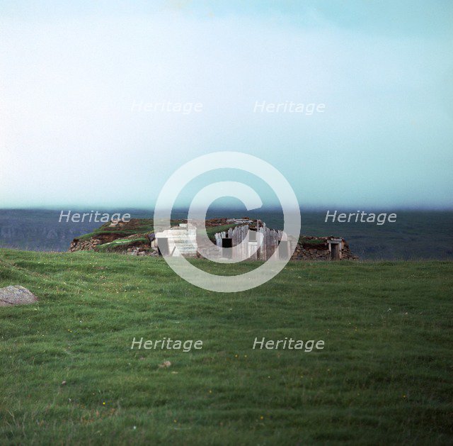 Old Viking-style Icelandic turf farm. Artist: Unknown