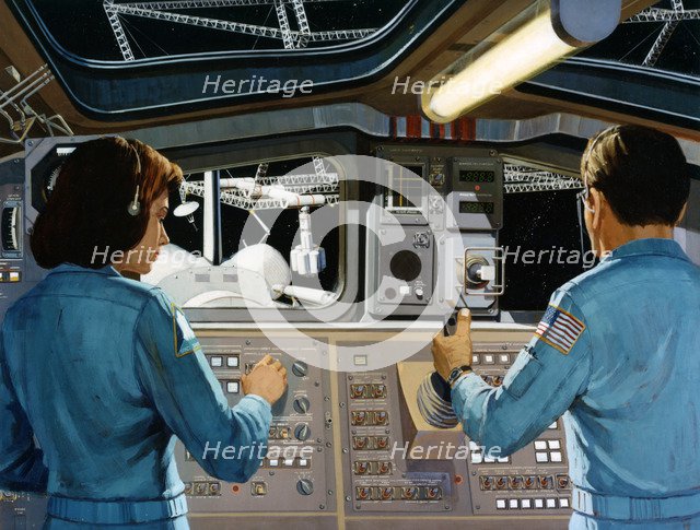 Inside a futuristic space station, c1970s.Artist: NASA