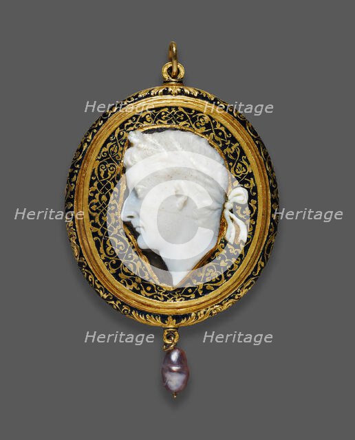 Cameo Portraying Tiberius, 14-37 (cameo); 1525-1550 (mount). Creator: Unknown.