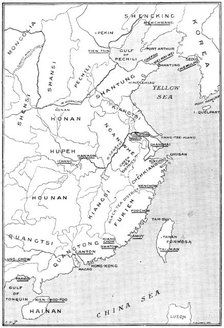 The Chinese Crisis: positions of Port Arthur and Kiau-Chiau, occupied by Russia and Germany, 1898. Creator: Unknown.