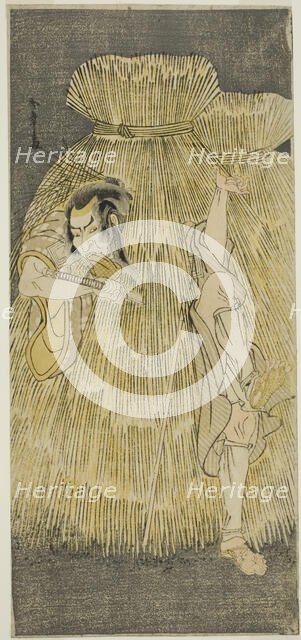 The Actor Ichikawa Danzo IV Doing a Quick Change Between the Roles of Sadakuro and Yoic..., c. 1781. Creator: Shunsho.