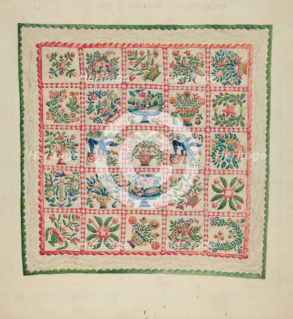 Applique Quilt, 1935/1942. Creator: Marian Curtis Foster.