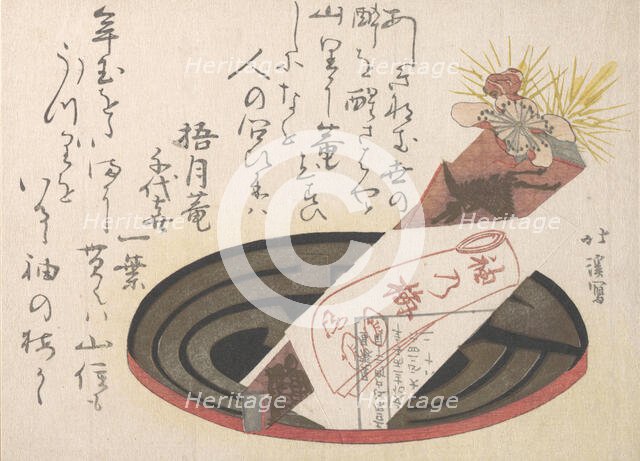 Tray with Noshi Paper (Noshi Indicates a Present), 1816. Creator: Totoya Hokkei.