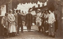Soldiers, one in drag, performing in the concert party "The Goods", 1918. Creator: Unknown.