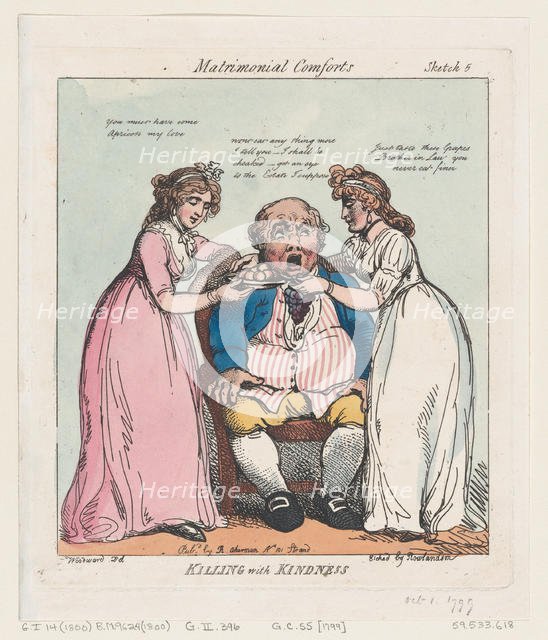 Killing with Kindness, October 1, 1799., October 1, 1799. Creator: Thomas Rowlandson.