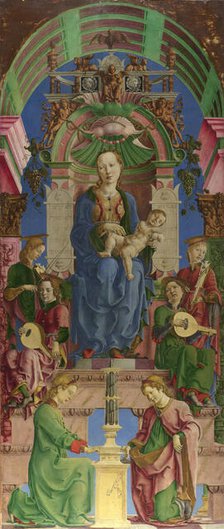 The Virgin and Child enthroned, 1470s. Creator: Tura, Cosimo (before 1431-1495).