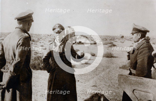 Field Marshal Erwin Rommel inspecting troops, France, World War II, c1944. Artist: Unknown