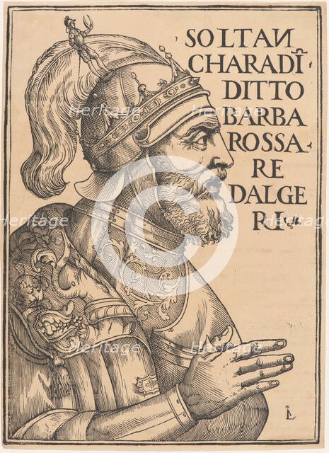 Portrait of Hayreddin Barbarossa (1478-1546), 1535. Creator: Giunta (Giunti), Luca Antonio (Lucantonio) de (1457-1538).