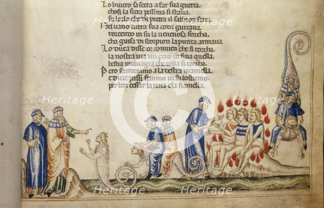 Dante and Virgil with Geryon, c1370.  Creator: Anon.