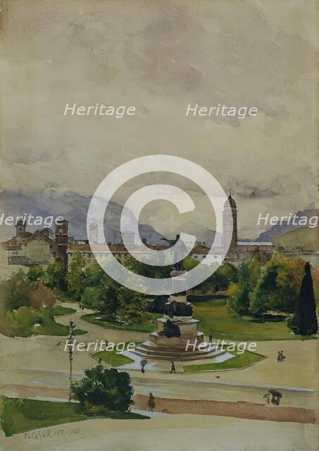 Dante Square in Trento, 1903. Creator: Karl Friedrich Gsur.