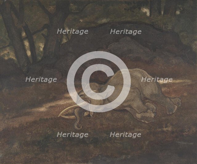 Sleeping Elephant, 1810-75. Creator: Antoine-Louis Barye.