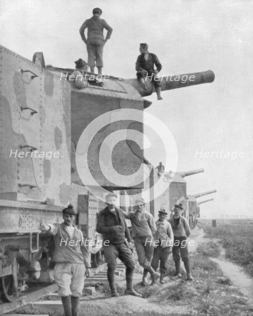 An armoured train battery, 1918. Artist: Unknown
