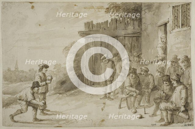 Peasants playing boules, c17th century. Creator: Unknown.