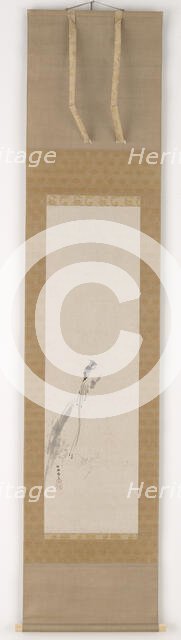 A bird on a stump, Edo period, 17th century. Creator: Kanô Tan'yû.