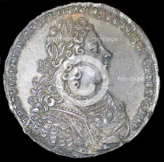 Tsar Peter II of Russia. Silver ruble of 1728, 1728. Artist: Numismatic, Russian coins  