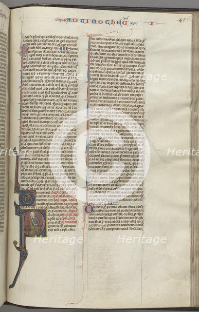 Fol. 456r, Timothy I, historiated initial P, Paul seated, c. 1275-1300. Creator: Unknown.