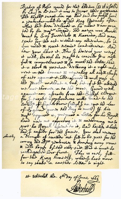 Letter from John Maitland to Sir Robert Moray, 2nd November 1669.Artist: John Maitland, 1st Duke of Lauderdale