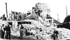 Destroyed building, liberation of France, St Cyr, August 1944. Artist: Unknown