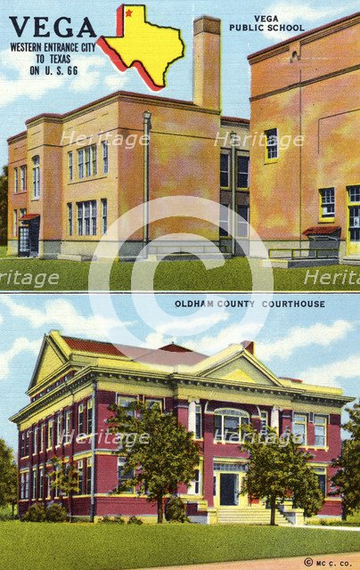 'Vega, Western Entrance City to Texas on US 66', postcard, 1943. Artist: Unknown