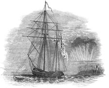 The British Force off Tahiti - Her Majesty's Ketch, Basilisk, 1844. Creator: Unknown.